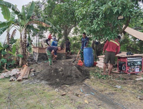 TMMD 128 Gresik Bangun Bak Penampung Air, Solusi Irigasi untuk Petani Slempit